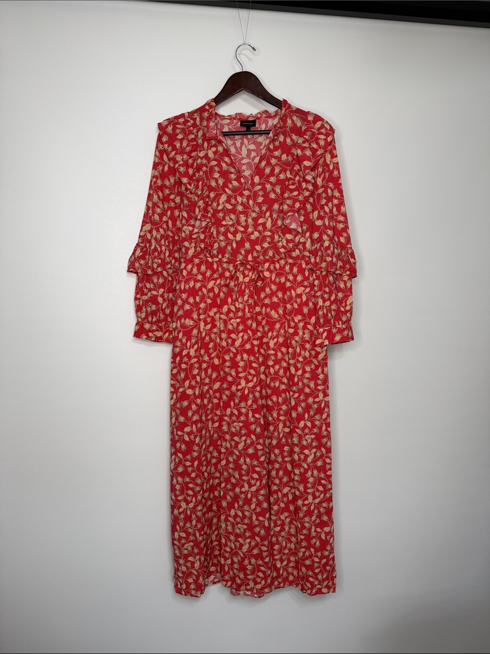 Who What Wear Red Floral Print Maxi Dress Size Small